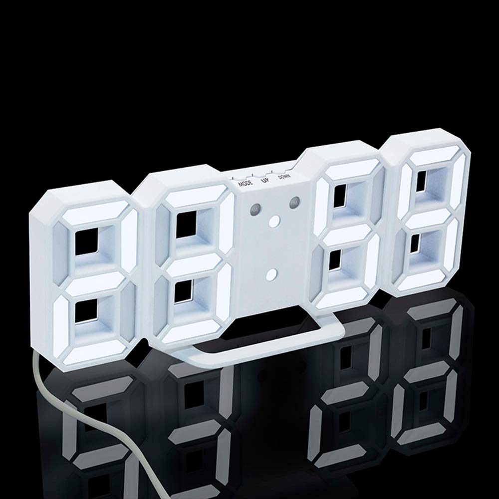 3D LED Clock (White)