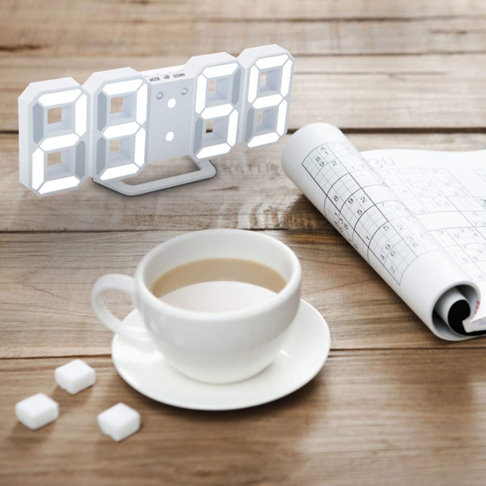 3D LED Clock (White)