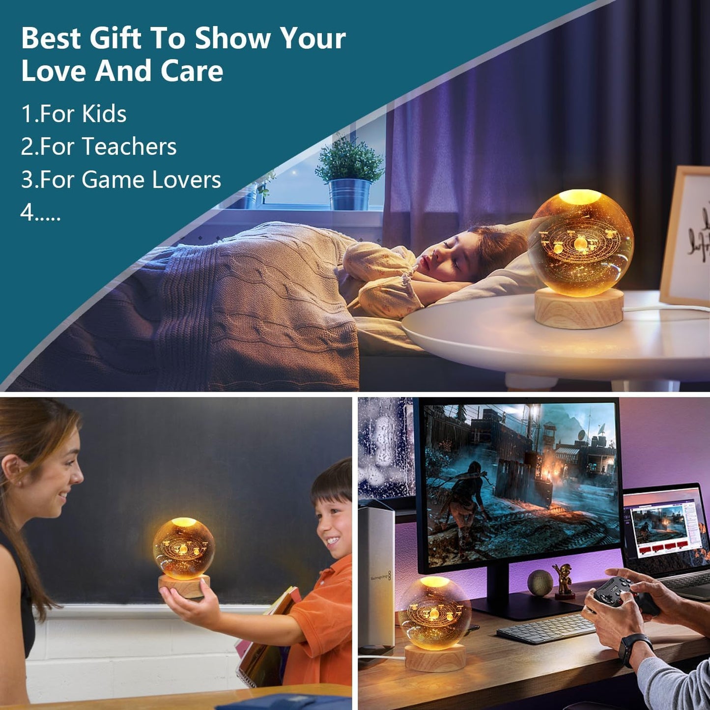 3D Crystal Night Lamp (8 cm)