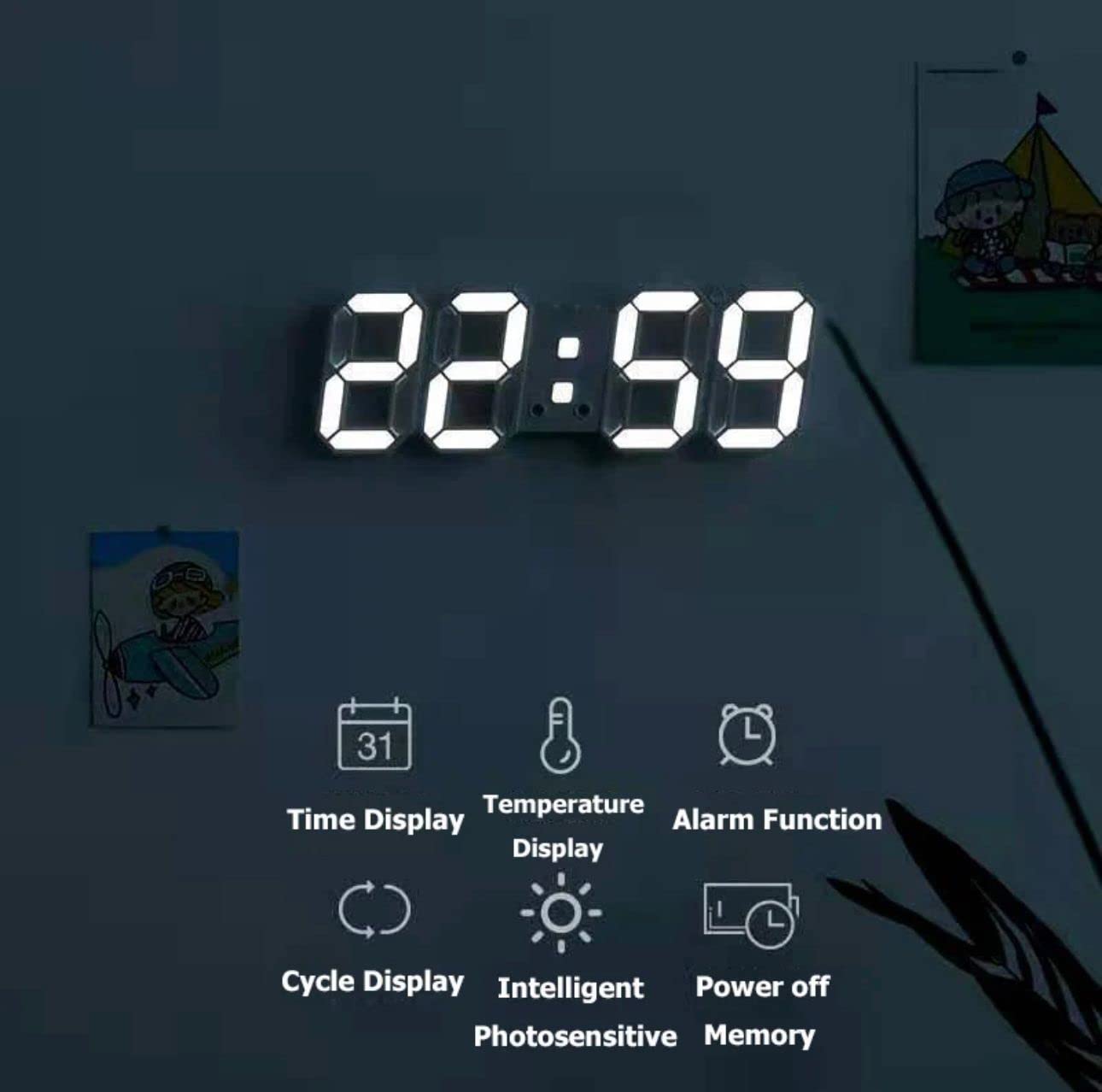 3D LED Clock (White)